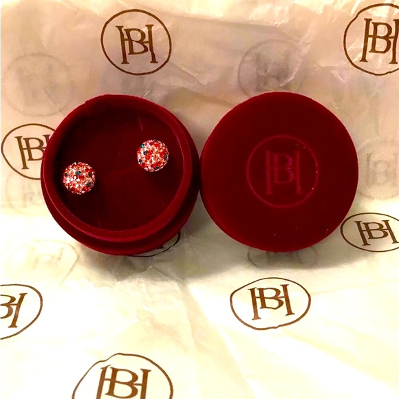 Hillberg & Berk Cherry Sparkly Ball Stud Earrings - Picture 2 of 5